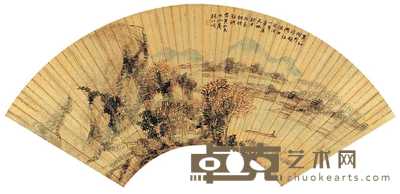 杨伯润 秋溪泛舟图 扇片 